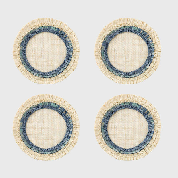 Ruffle Edge Straw Coasters Indigo