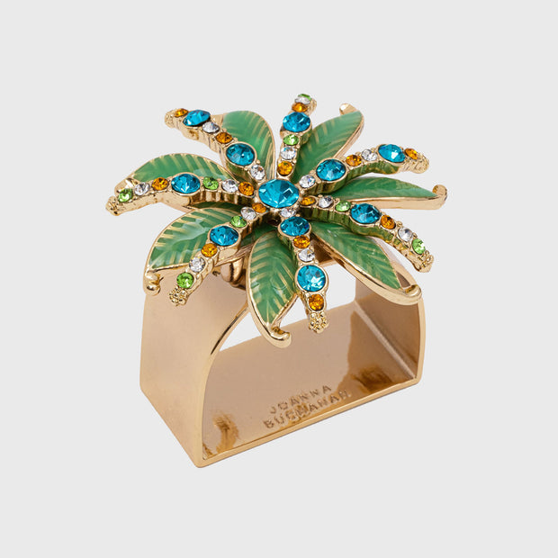 Deco Palm Napkin Rings Green S/4