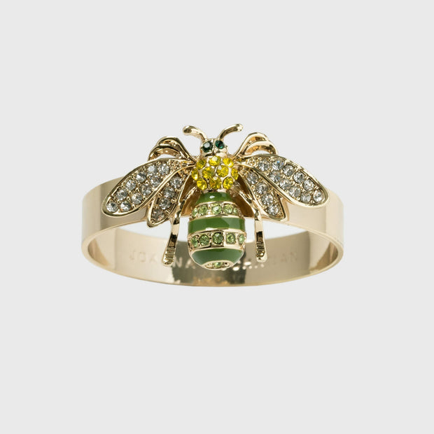 Skinny Stripey Bee Napkin Rings Green S/4