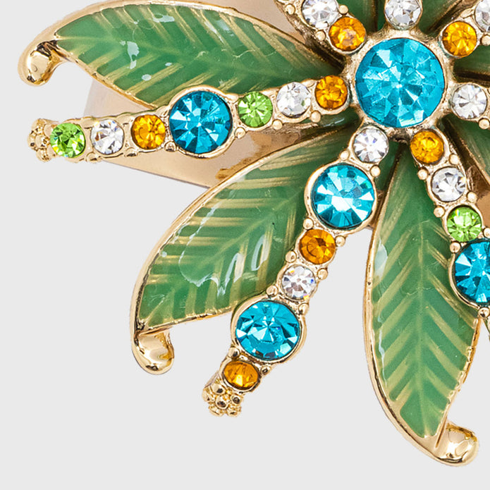 Deco Palm Napkin Rings Green S/4