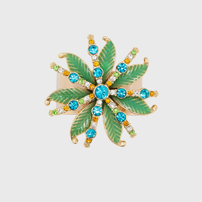 Deco Palm Napkin Rings Green S/4