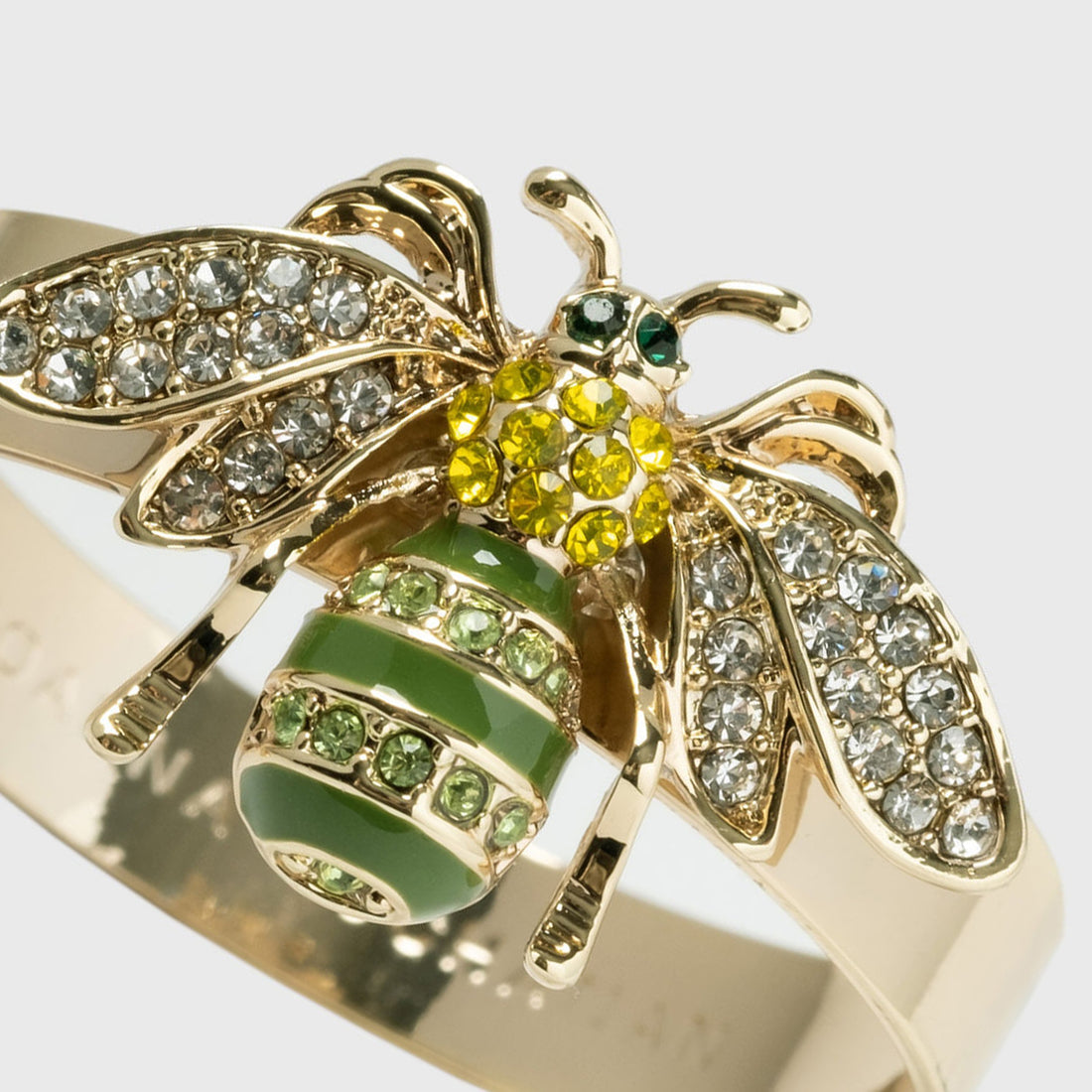Skinny Stripey Bee Napkin Rings Green S/4