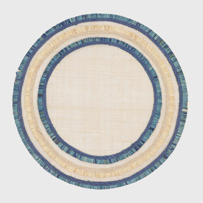 Ruffle Edge Straw Placemat Indigo S/4
