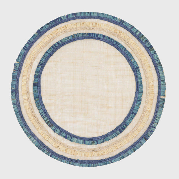 Ruffle Edge Straw Placemat Indigo S/4