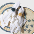 Ruffle Edge Straw Placemat Indigo S/4