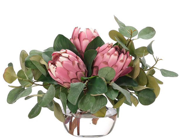 Pink Protea with Eucalyptus