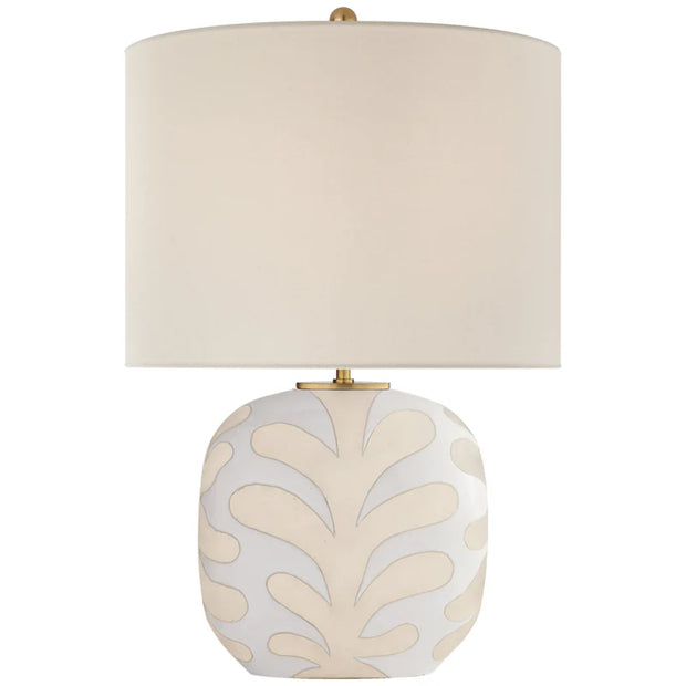 Parkwood Medium Table Lamp in Natural Bisque and New White with Linen Shade