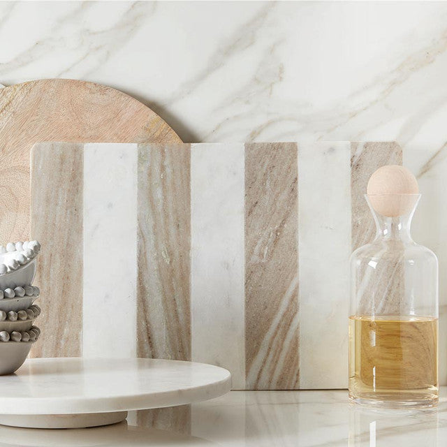White Marble & Tan Stripe Board