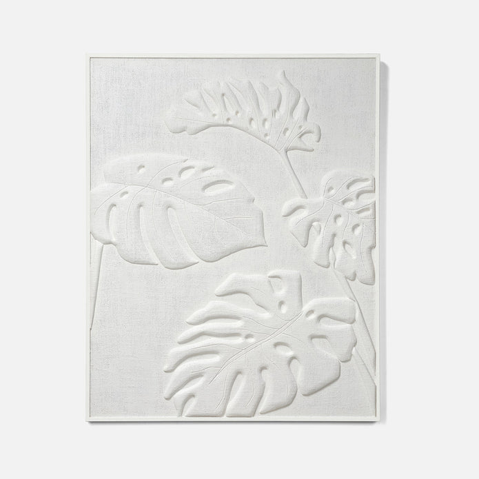 Arber I Wall Art Monstera White Jute Plaster