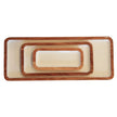 Acacia & Enamel Tray Set