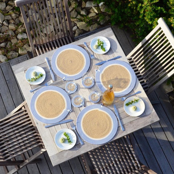 Placemats & Coasters (set of 4 each) – Jute & Blue-Grey