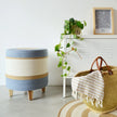 Ottoman- Jute,Blue & Grey