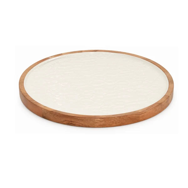 Pearlized Hand-Painted Round Tray