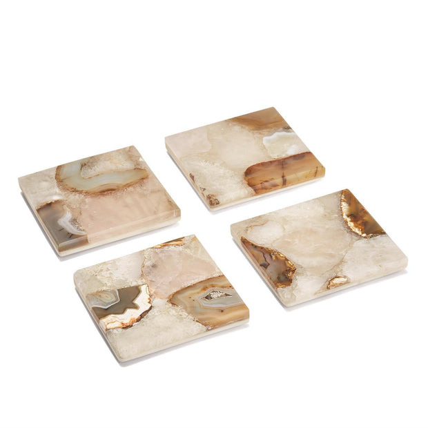 S/4 Agate Coasters with Marble Base
