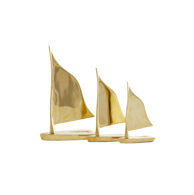 Gold Metal Sail Boat Decorative Sculpture