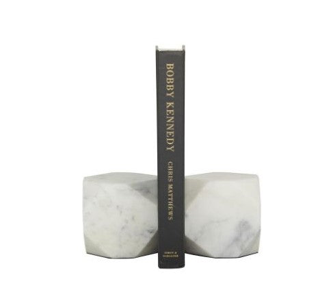 Marble Geometric Block BookEnds