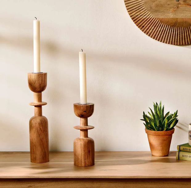 Acacia Wood Candle Holder