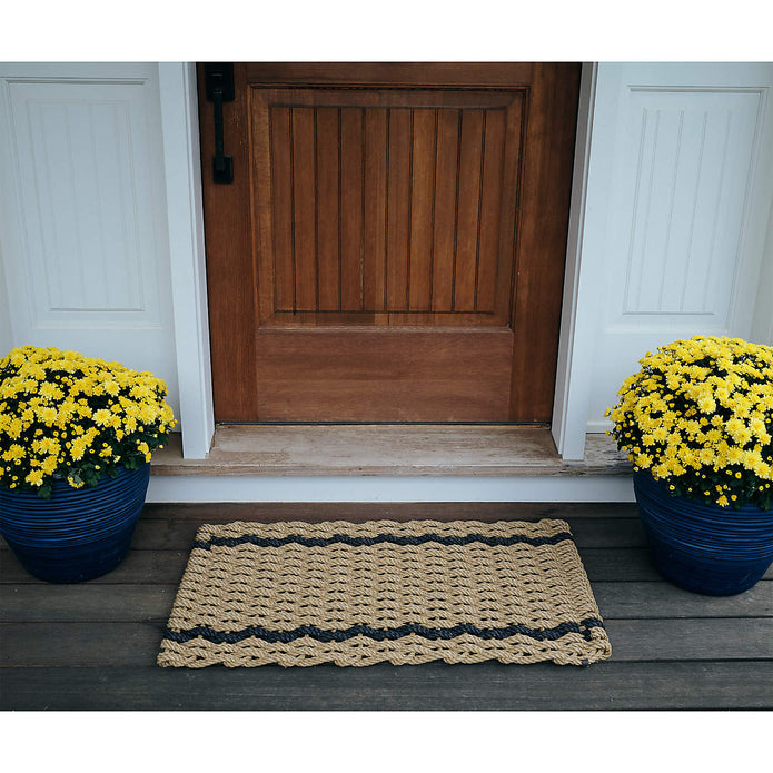 Wheat with Two Charcoal Stripes Doormat