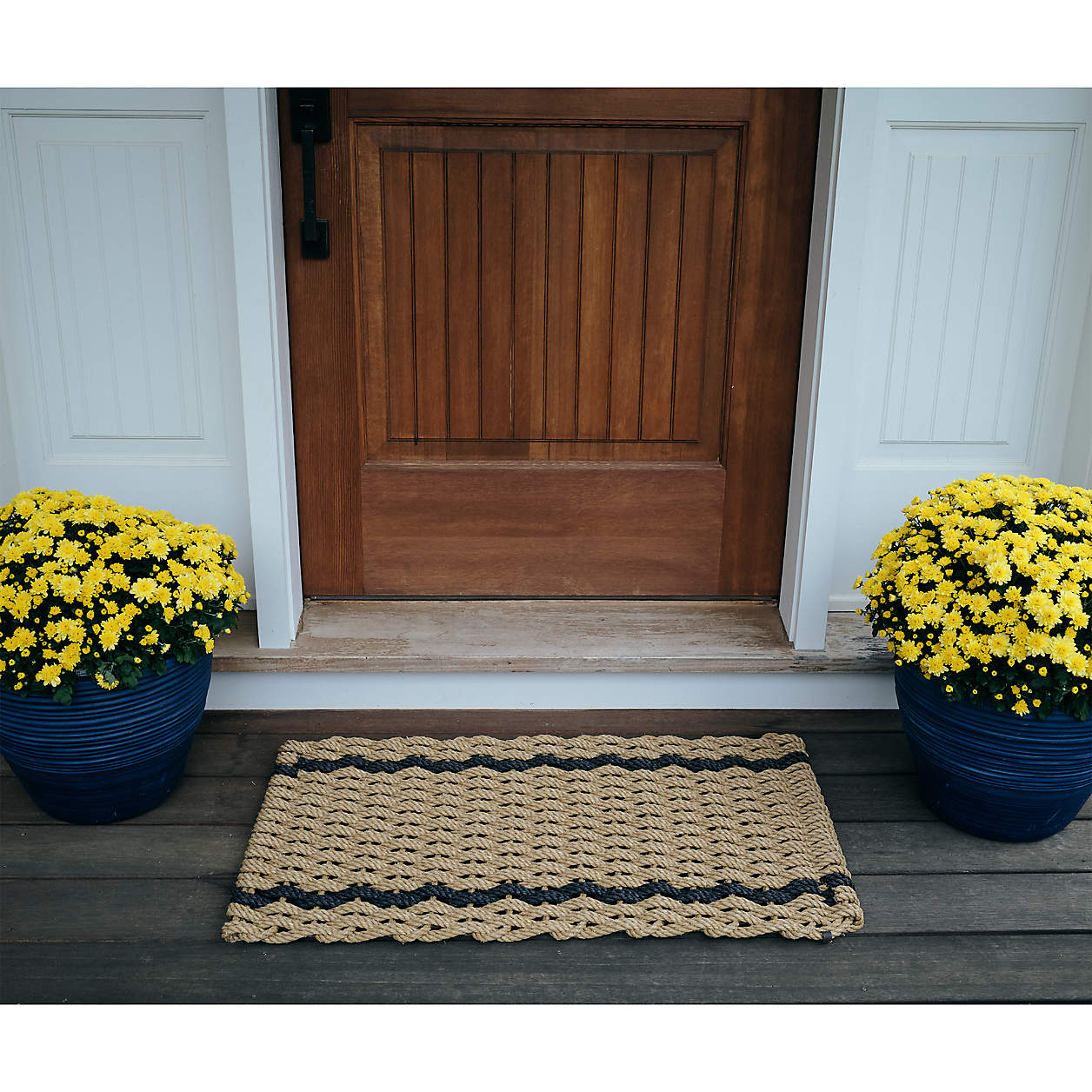 Wheat with Two Charcoal Stripes Doormat