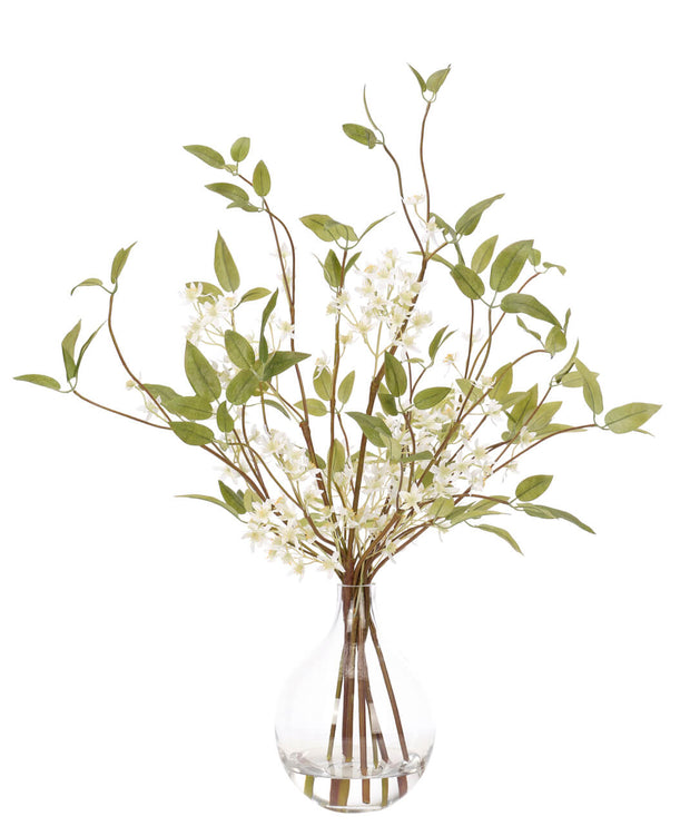 White Jasmine Artificial Arrangement in Glass Bubble