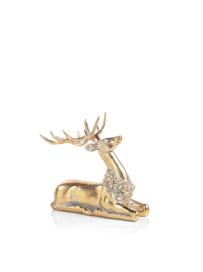Large Sitting Deer with Ornamental Wreath