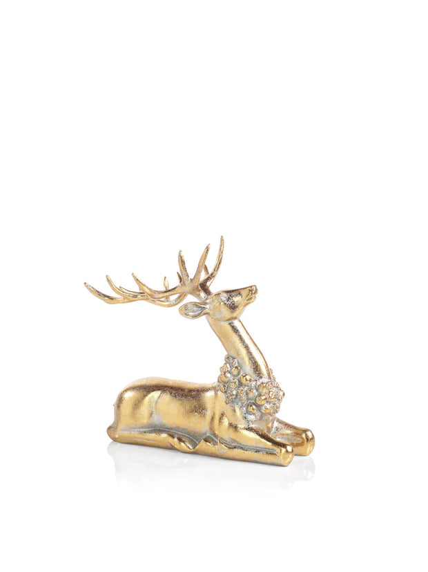Large Sitting Deer with Ornamental Wreath