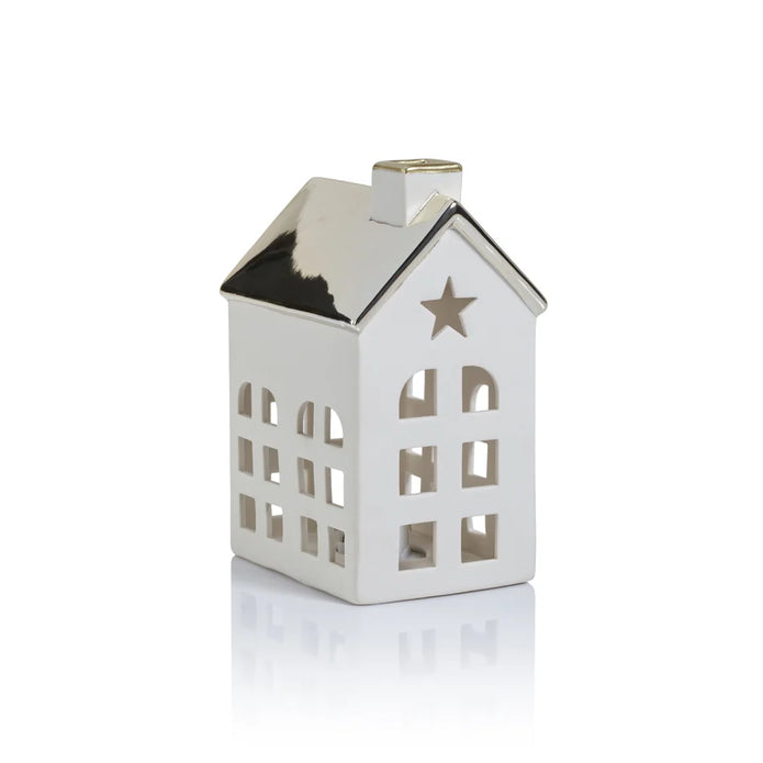 Porcelain LED House with Gold Roof