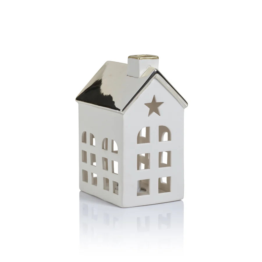 Porcelain LED House with Gold Roof