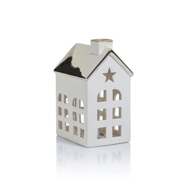Porcelain LED House with Gold Roof