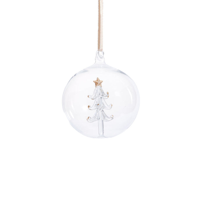 Clear Glass Ball Ornament with Tree Inside