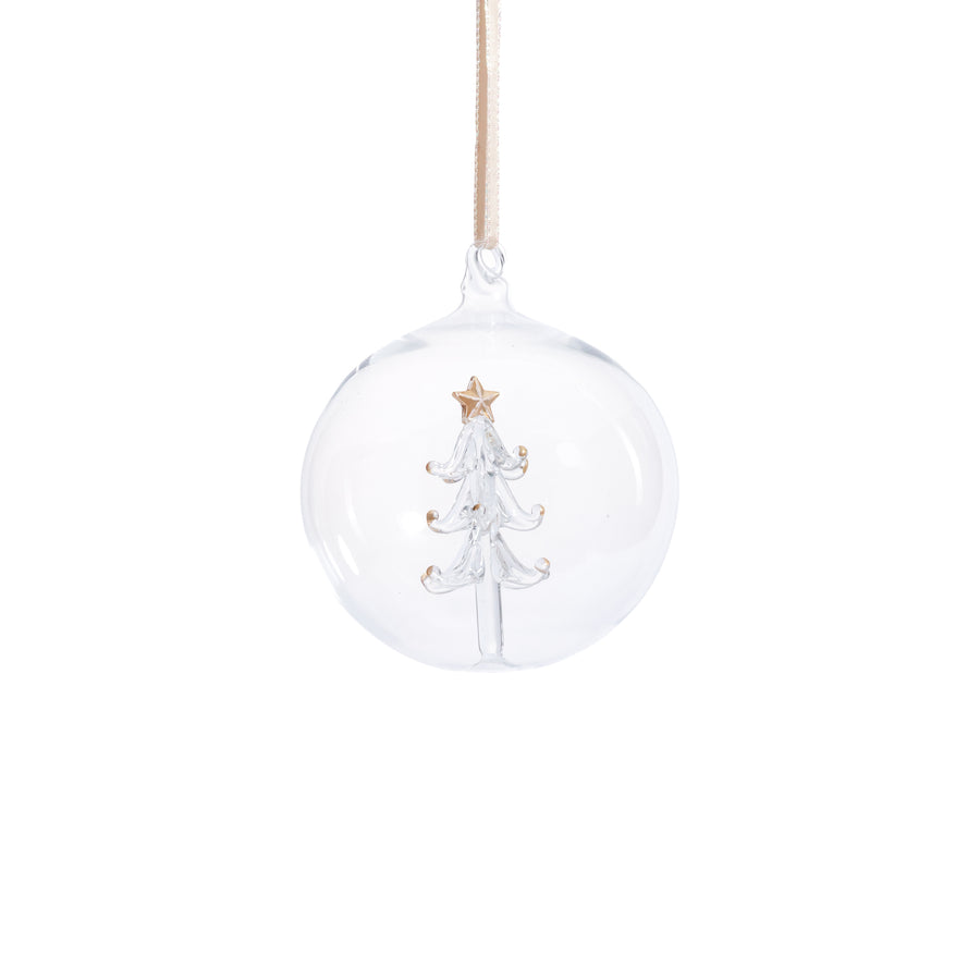 Clear Glass Ball Ornament with Tree Inside