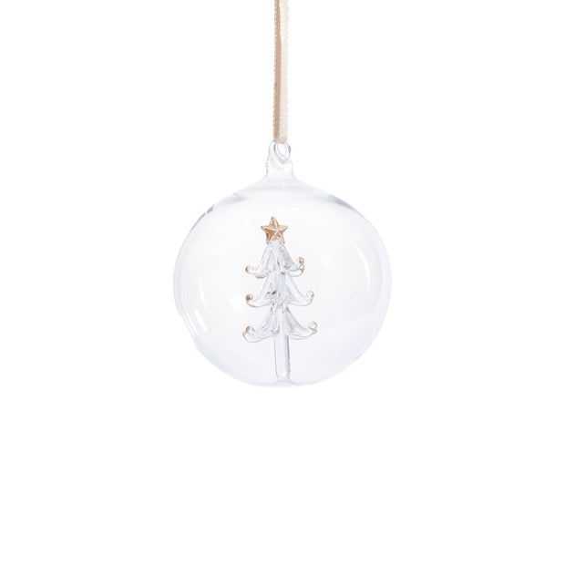 Clear Glass Ball Ornament with Tree Inside