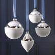 Silver and White Ball Glass Ornament