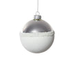 Silver and White Ball Glass Ornament