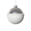 Silver and White Ball Glass Ornament