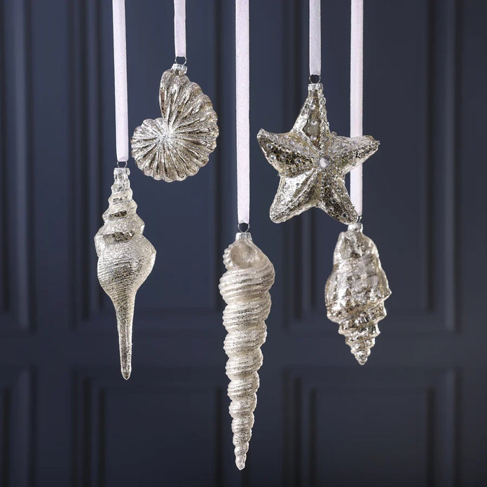 Glass Seashells - Antique Silver