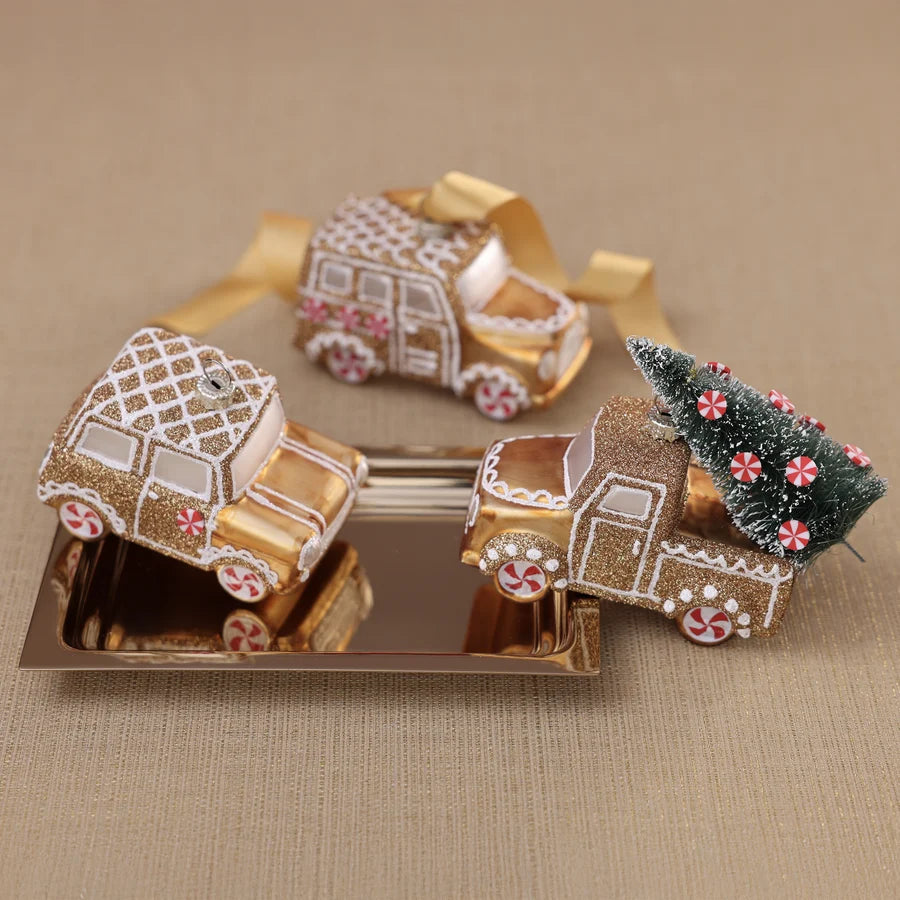 Gingerbread Glass Car Ornament