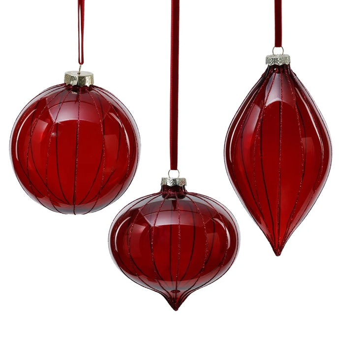 Glitter Stripe Glass Ornament