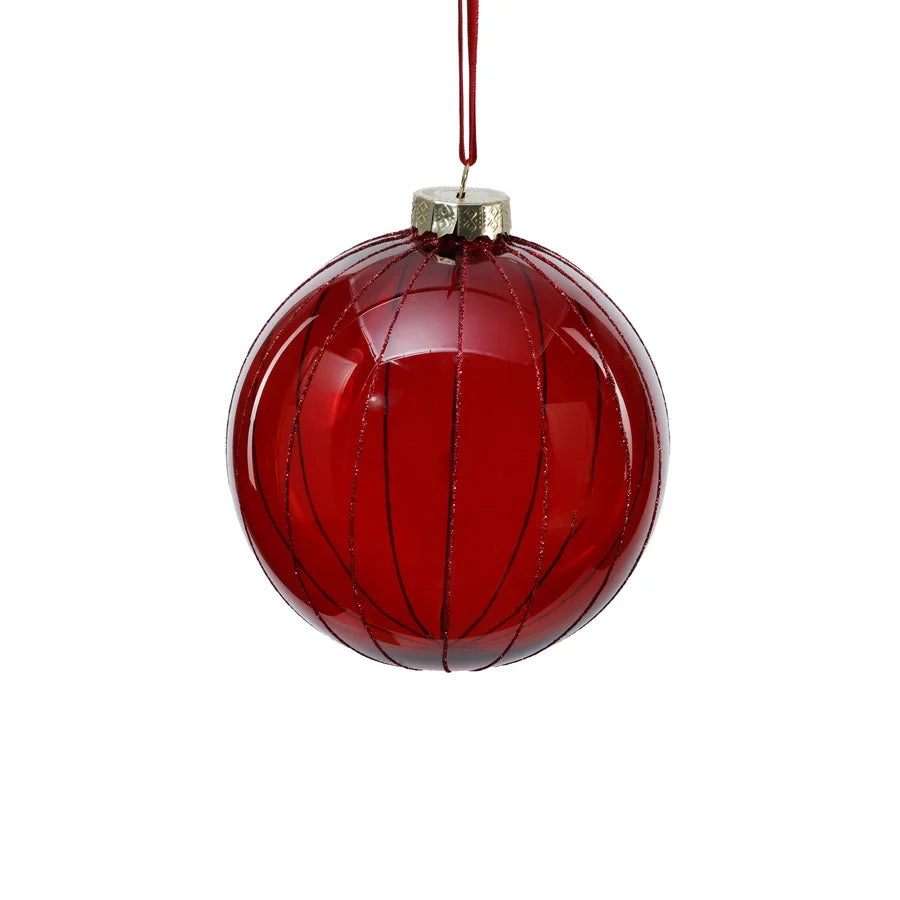Glitter Stripe Glass Ornament