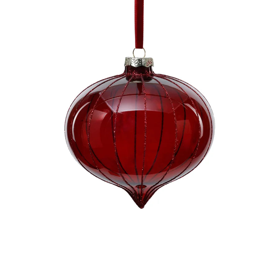 Glitter Stripe Glass Ornament