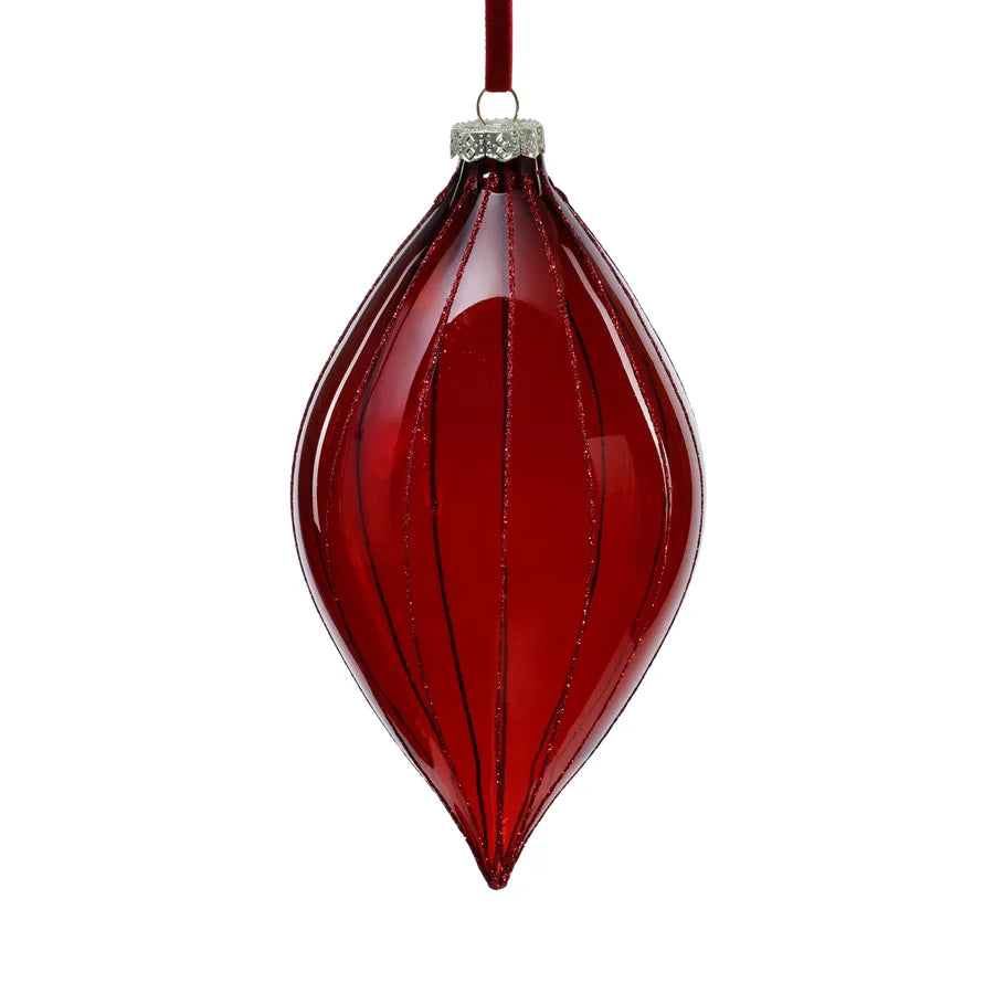 Glitter Stripe Glass Ornament