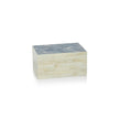 White Bone Box with Blue Herringbone Pattern