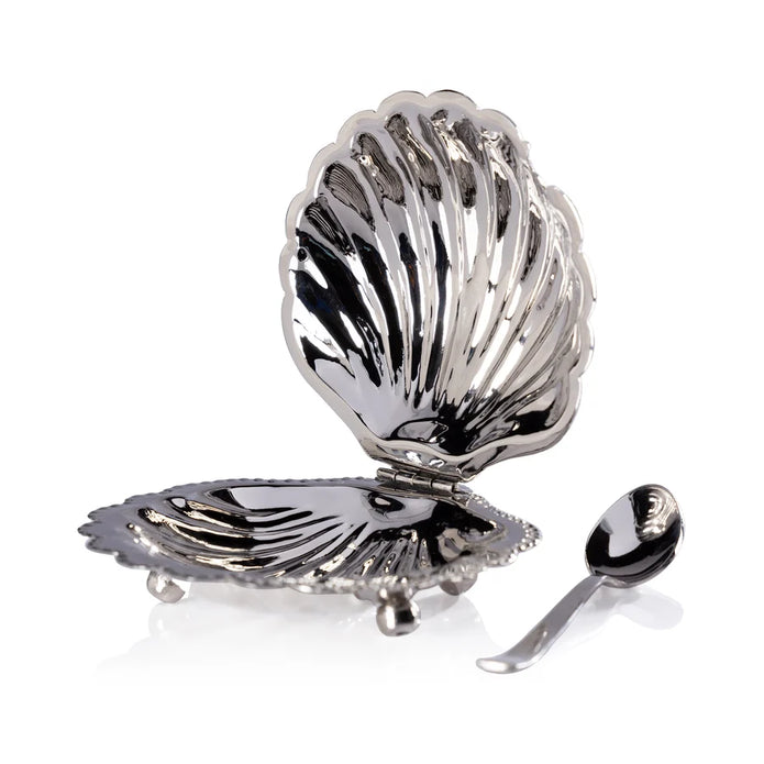 Cap Ferrat Fan Shell Lidded Bowl with Spoon