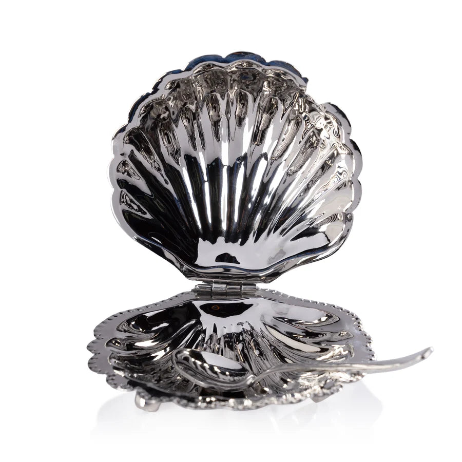 Cap Ferrat Fan Shell Lidded Bowl with Spoon