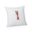 Ski Mountain Cotton Embroidered Throw Pillow - Skis & Poles