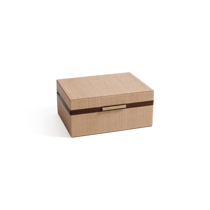 Linea Raffia with Leather Trim Jewelry Box