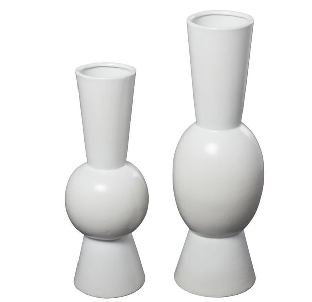 White Ceramic Abstract Fluted Vase