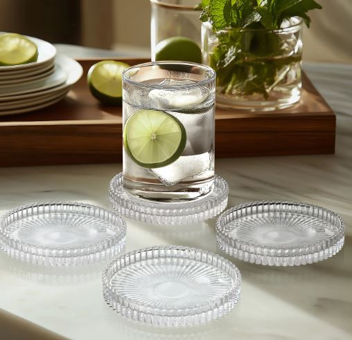 Anya Faceted Glass Coasters - Set/4