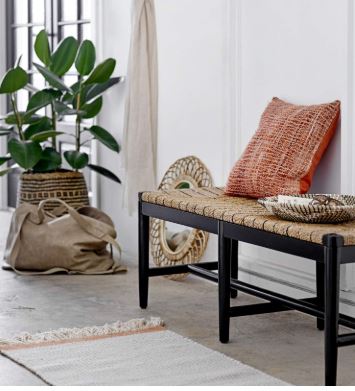 Mango Wood Rope Stripe Bench