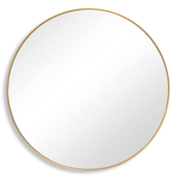 Round Brushed Gold Mirror 34"